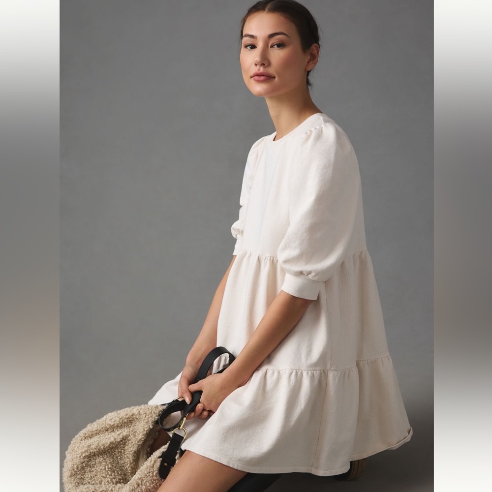T.La Savannah Puff-Sleeved Mini Dress Size XL from Anthropologie